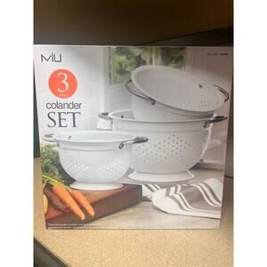 3 Piece Metal Colander Set, NIB